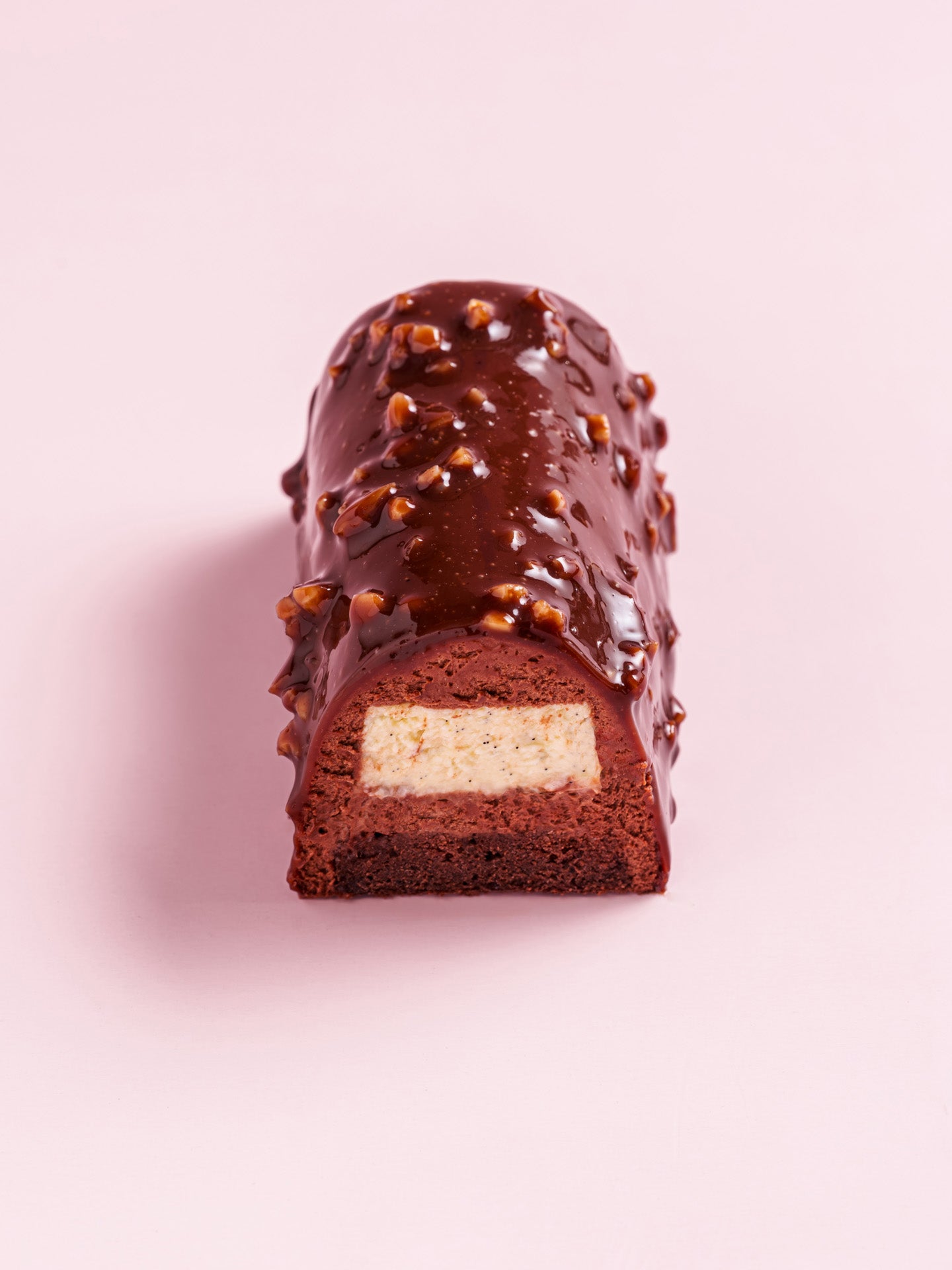 buche au chocolat et vanille coupée